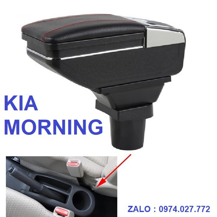 Hộp tỳ tay Cắm lỗ cốc xe KIA MORNING cao cấp tích hợp 7 cổng sạc USB - Bảo hành 12 tháng