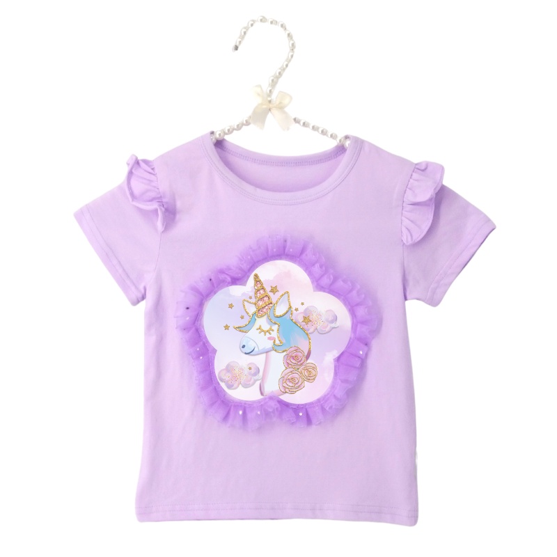 Áo Thun 100% Cotton Tay Ngắn In Hoạ Tiết Hoạt Hình 3D Thời Trang 2022 Dành Cho Bé Gái