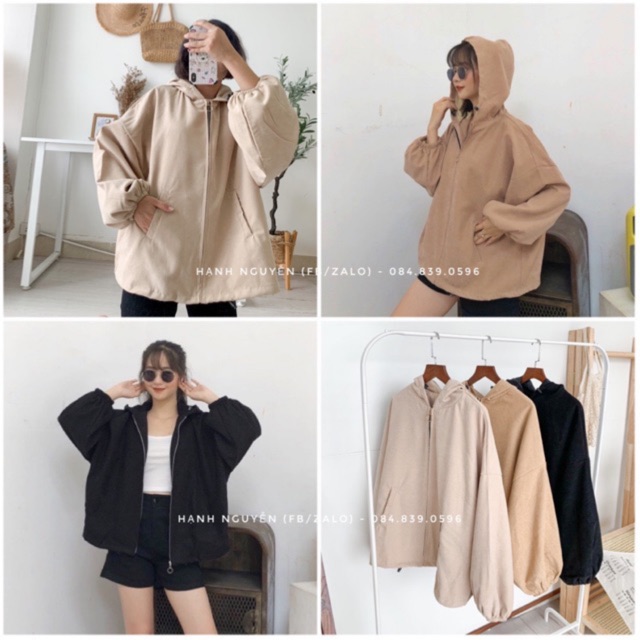 Áo khoác nhung lì 2 lớp khóa tròn thu đông hàng đẹp ảnh thật