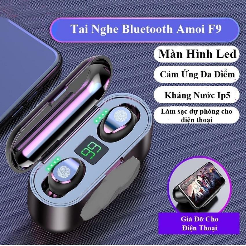 Tai nghe bluetooth không dây Amoi F9 TWS 5.0 ,tai nghe nhét tai gaming,pin 4-6h sử dụng,chống nước IPX7 dùng cho IP,ANDR