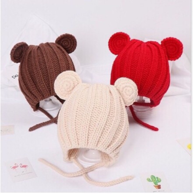 Mũ len tai chuột cho bé