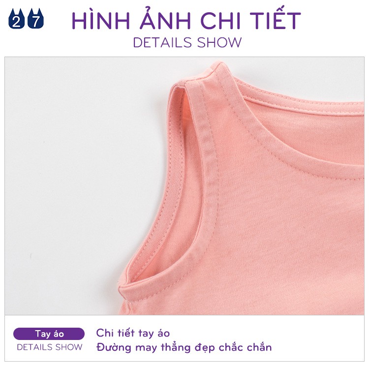 Váy sát nách bé gái 27HOME váy trơn cho bé chất cotton hàng xuất Âu Mỹ