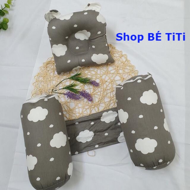 Bộ Gối Chặn và Gối Lõm Đầu Vỏ đỗ Cho Bé Yêu [ Shop Bé TiTi ]