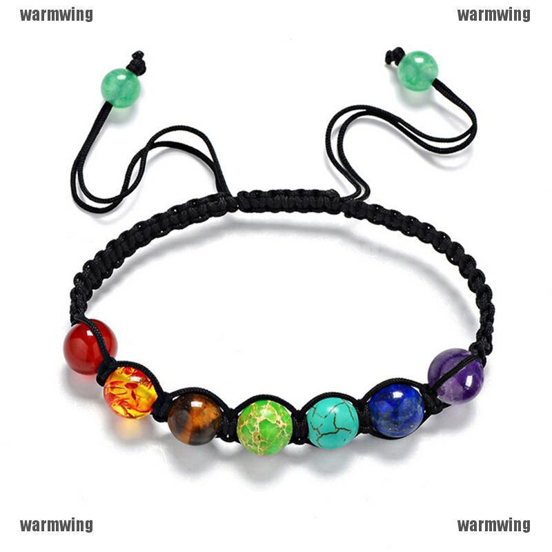 Vòng Tay Chuỗi Hạt Đá Núi Lửa Chakra 7 Màu