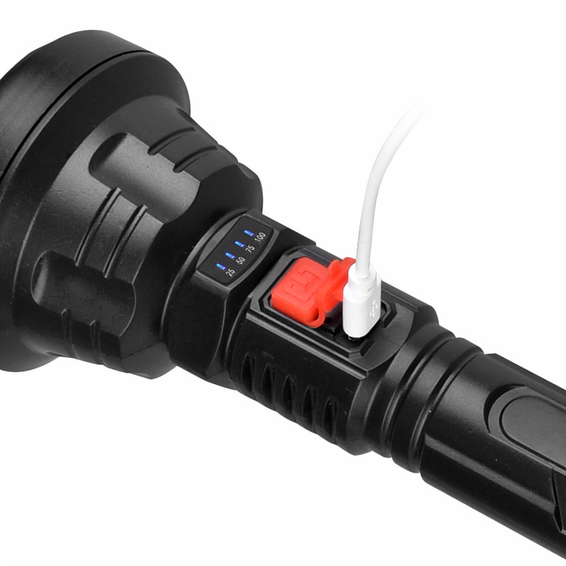 Đèn pin siêu sáng FLASHLIGHT F-901, chất liệu nhẹ, dùng pin 18650 kèm dây sạc micro usb sạc như điện thoại | WebRaoVat - webraovat.net.vn