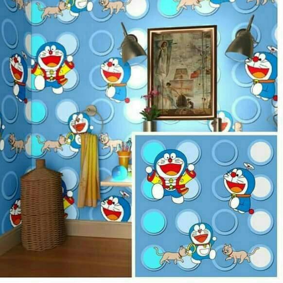 Miếng Dán Tường Trang Trí Phòng Ngủ / Phòng Khách Hình Doraemon 3d Dễ Thương