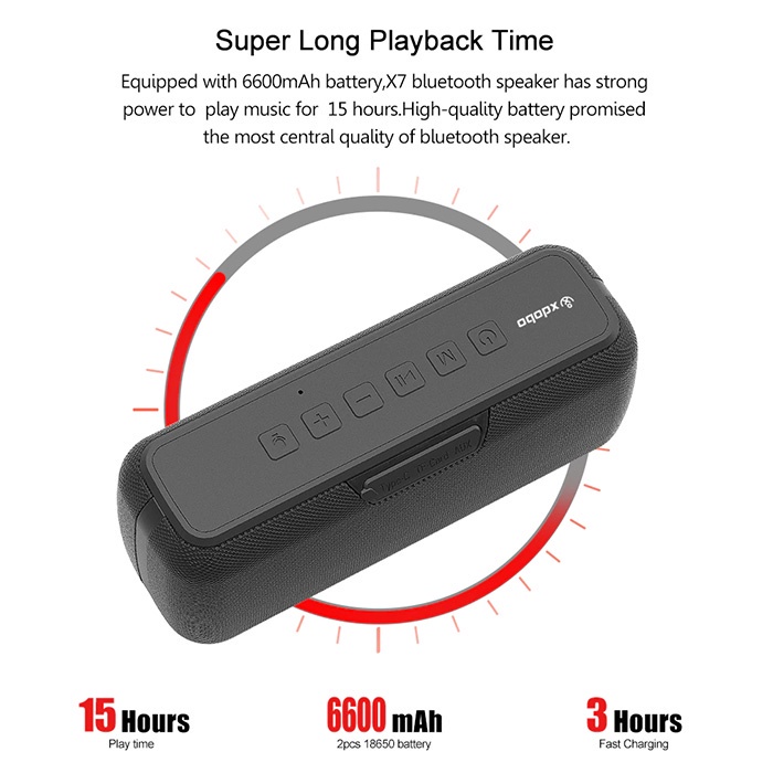 Xdobo X7, loa bluetooth công suất 50W, âm thanh hifi, pin 6600mAh, IPX5, sạc Type-C, bass sâu và chắc