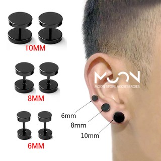 Bông tai nam titan cục tạ nút tròn đen hàng loại tốt bóng đẹp không sứt mẻ nhiều kích cỡ