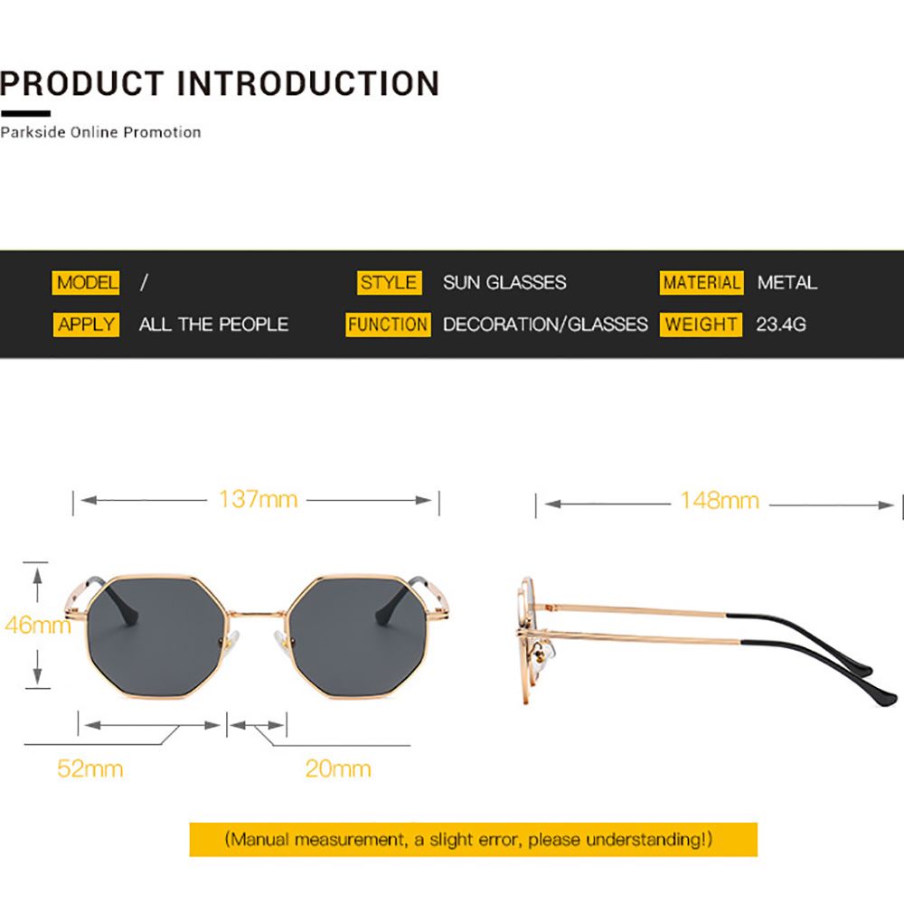Mắt kính gọng kim loại tròng đa giác màu gradient thời trang cổ điển sang trọng cho nam và nữ