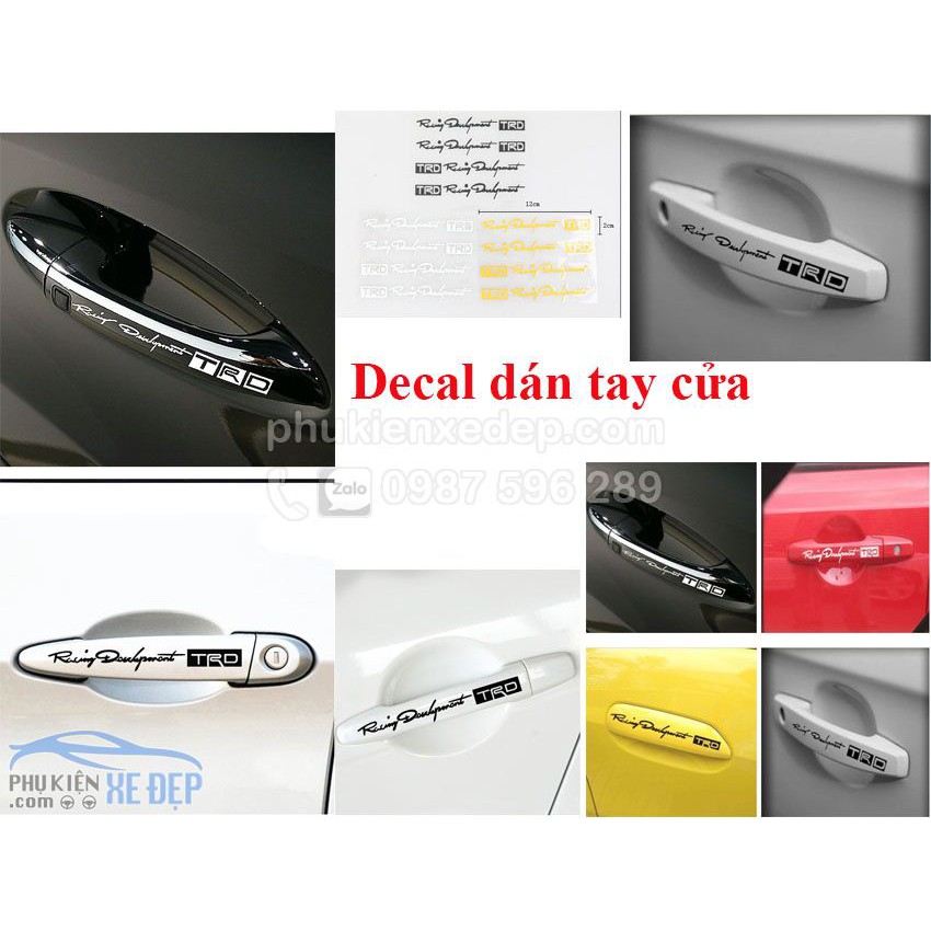 Decal tem TRD dán tay cửa xe ô tô (1 bộ 4 pcs)