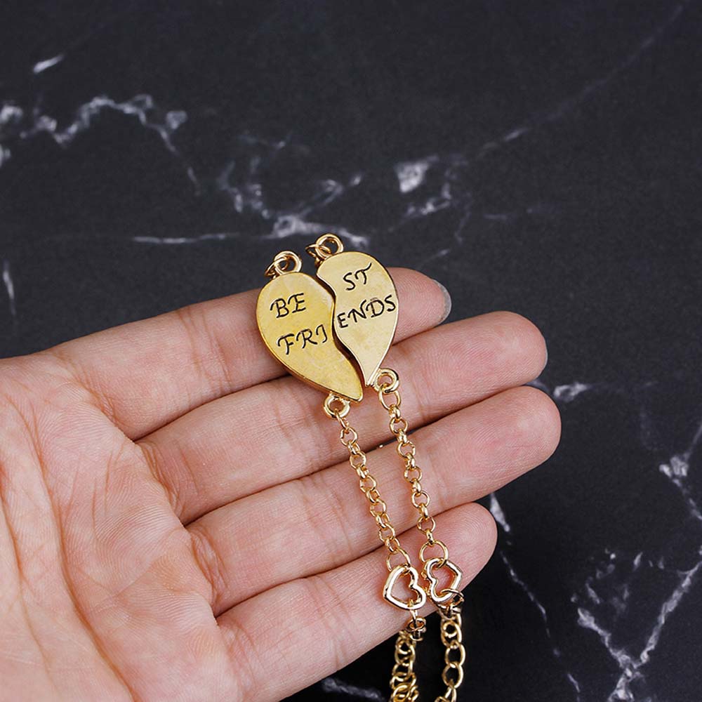 Set 2 Vòng Tay Mặt Hình Trái Tim Thời Trang Cho Nam Nữ