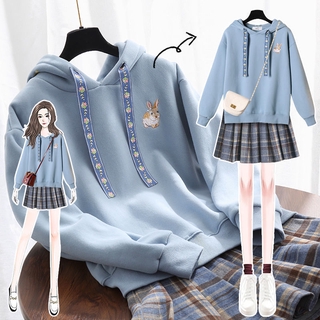 Bộ Áo Sweater Phối Chân Váy Xếp Li Thời Trang Cho Nữ Size M-5Xl