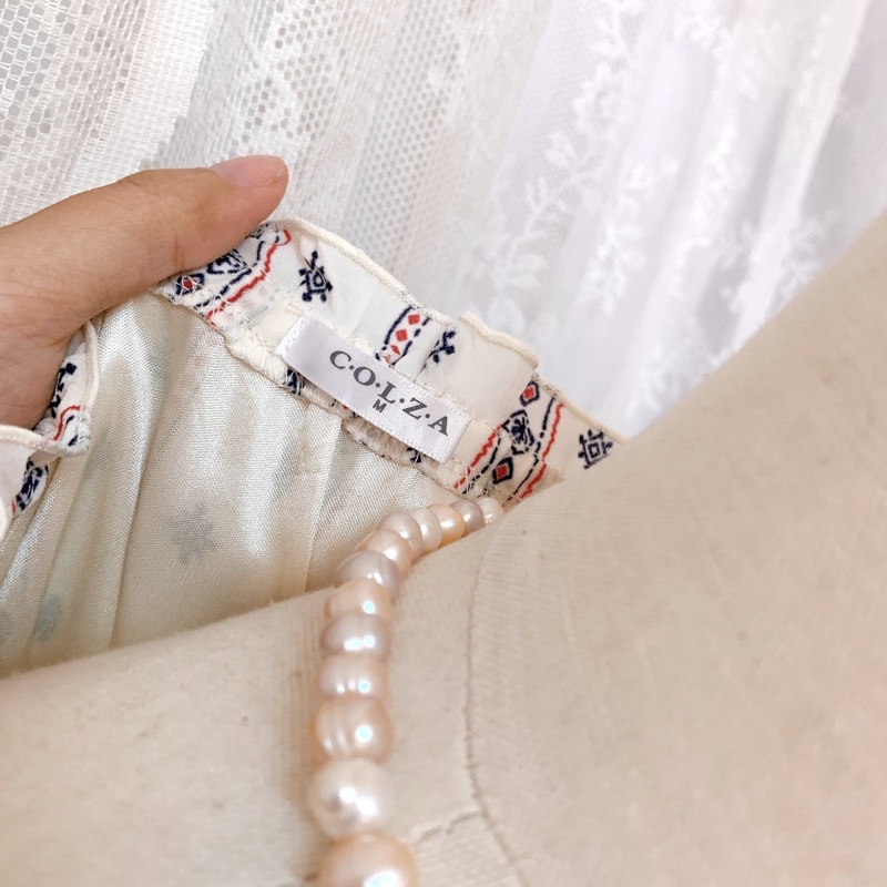 Đầm voan Nhật Colza thổ cẩm cột dây tua rua