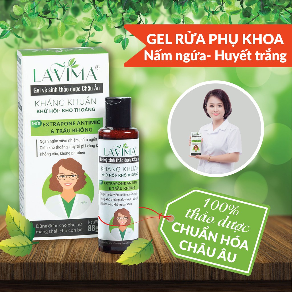 Dung dịch vệ sinh (Gel rửa phụ khoa) kháng khuẩn Thảo dược Châu Âu LAVIMA 88g (New)