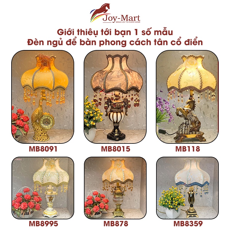 11 Đèn Để Bàn Tân Cổ Điển Trang Trí Phòng Ngủ Quý Phái Sang Trọng JOYMART Đèn Bàn Phòng Khách Chao Vải Cao Cấp
