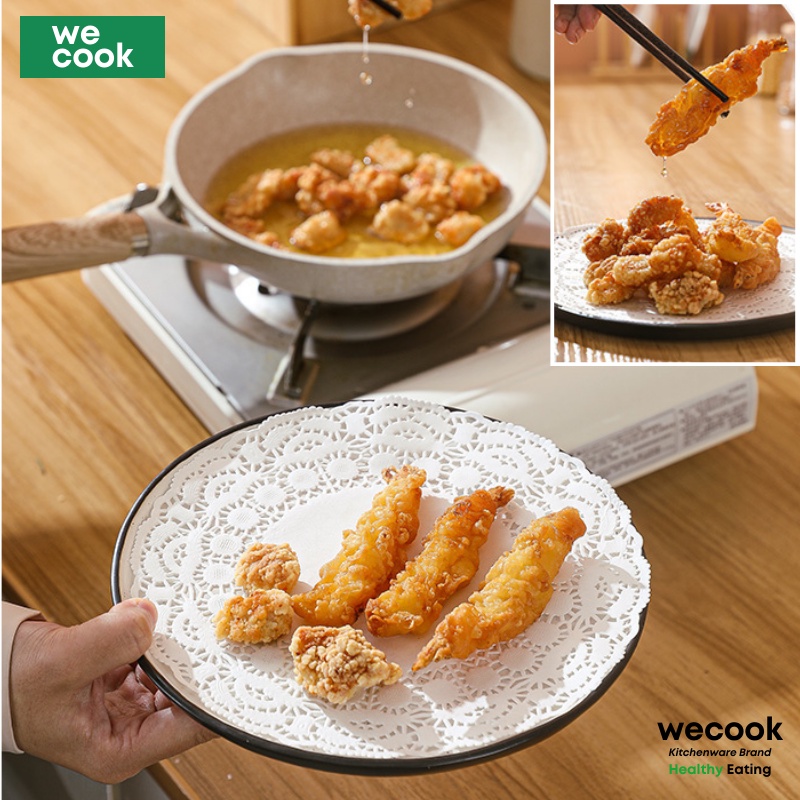 Set 140 tờ giấy thấm dầu ăn thực phẩm họa tiết hoa văn ren WeCook - Giấy lót đĩa trang trí decor món ăn (PKB12)