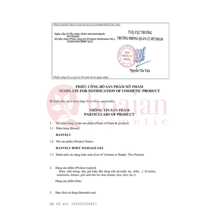 Xịt Tan Mỡ hương hoa anh đào hỗ trợ làm giảm mỡ vùng đùi, bụng, eo Hanvely Body Massage Gel  150g