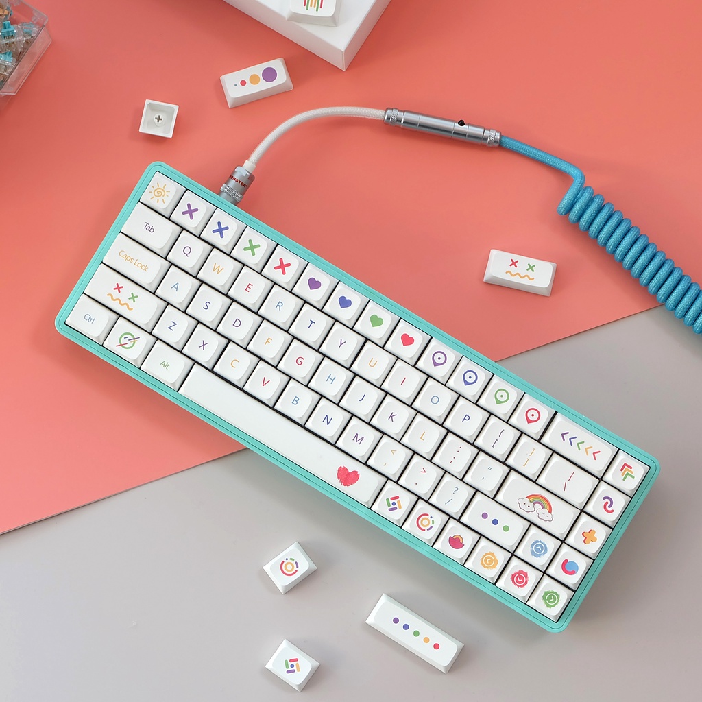 Cấu hình XDA Keycaps PBT 140 Phím Nhuộm Thăng hoa Bố cục ANSI Tùy chỉnh Chủ đề Cầu vồng Keycaps Bộ công cụ nhỏ đầy đủ cho Cherry MX Bàn phím cơ học chuyển đổi Gateron Kailh