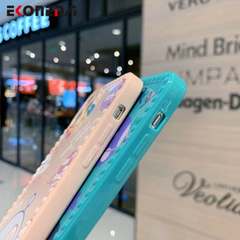 Ốp lưng viền vuông bảo vệ camera cho iPhone 6+ đến 12 Pro max in hoạt tiết siêu kute dễ thương