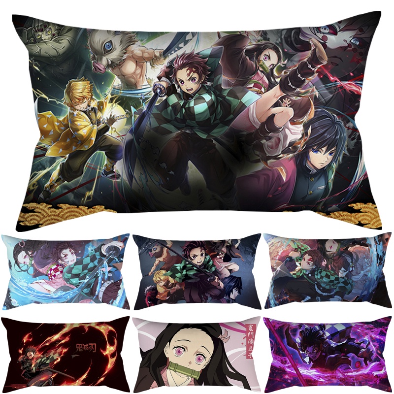 Vỏ Gối Chữ Nhật In Hình Demon Slayer Kimetsu No Yaiba 50X30Cm
