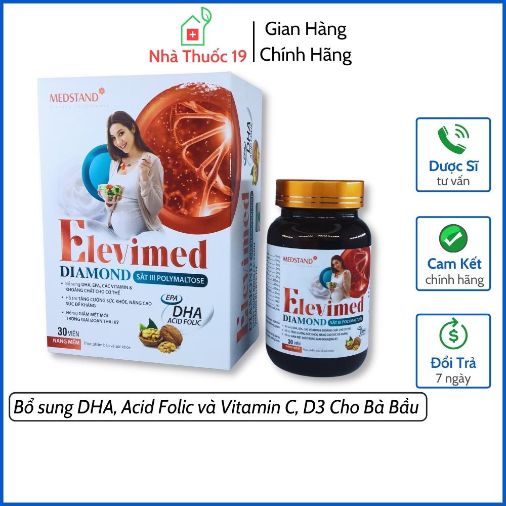 Vitamin Cho Bà Bầu ELEVIMED DIAMOND MEDSTAND Bổ Sung DHA, Acid Folic, Vitamin và Khoáng Chất (Hộp 30 Viên Chính hãng)