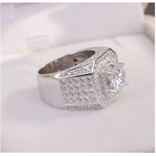 Nhẫn nam đẹp mạ bạch kim Italy