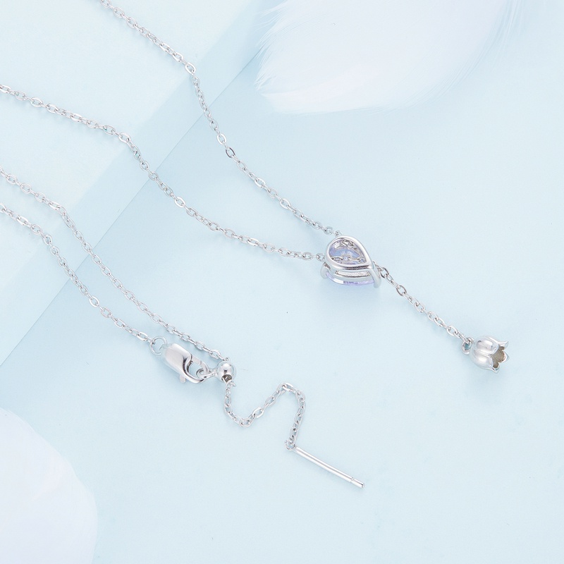Vòng cổ Bamoer bằng bạc 925 đính đá zircon tím thời trang cho nữ