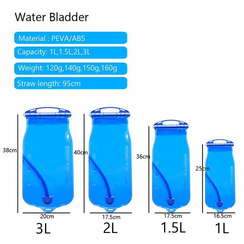 High Quality 1L 1.5L 2L 3L Bicycle Cycling Camping Hiking Outdoor Sports Mouth Water Bladder Bag Pack Backpack Bag Hydration Blue