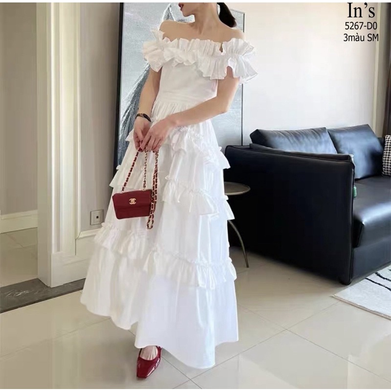 Váy maxi thô lụa Nhật chất mát dáng công chúa