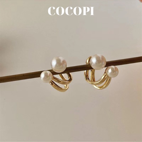 Bông Tai, Khuyên Tai hình xoắn đính ngọc trai nhân tạo COCOPI Accessories - BT059