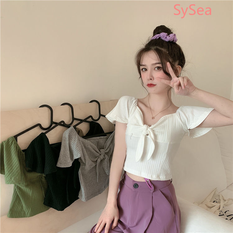 Áo Kiểu Trễ Vai Phối Nơ Thời Trang Mùa Hè Cho Phái Nữ