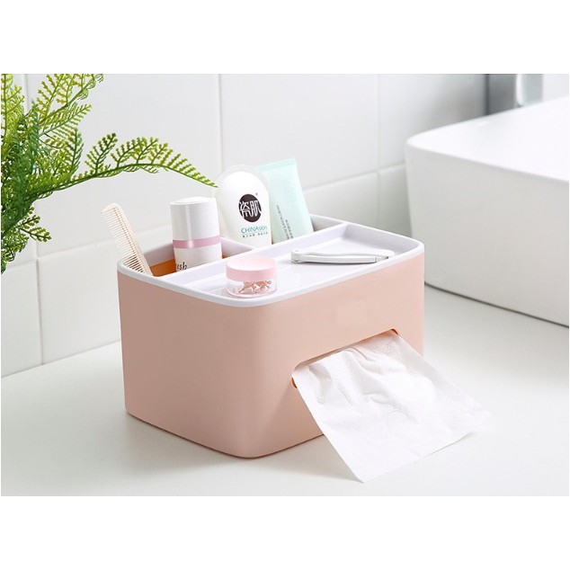 Hộp đựng giấy ăn có ngăn để điện thoại điều khiển cao cấp #2