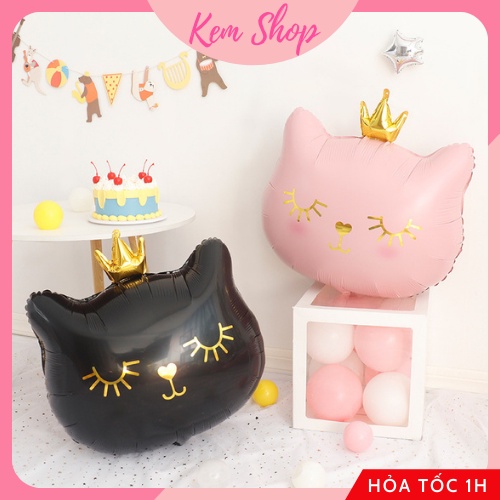 Bóng hình mặt mèo vương miện đáng yêu dễ thương size đại - K211