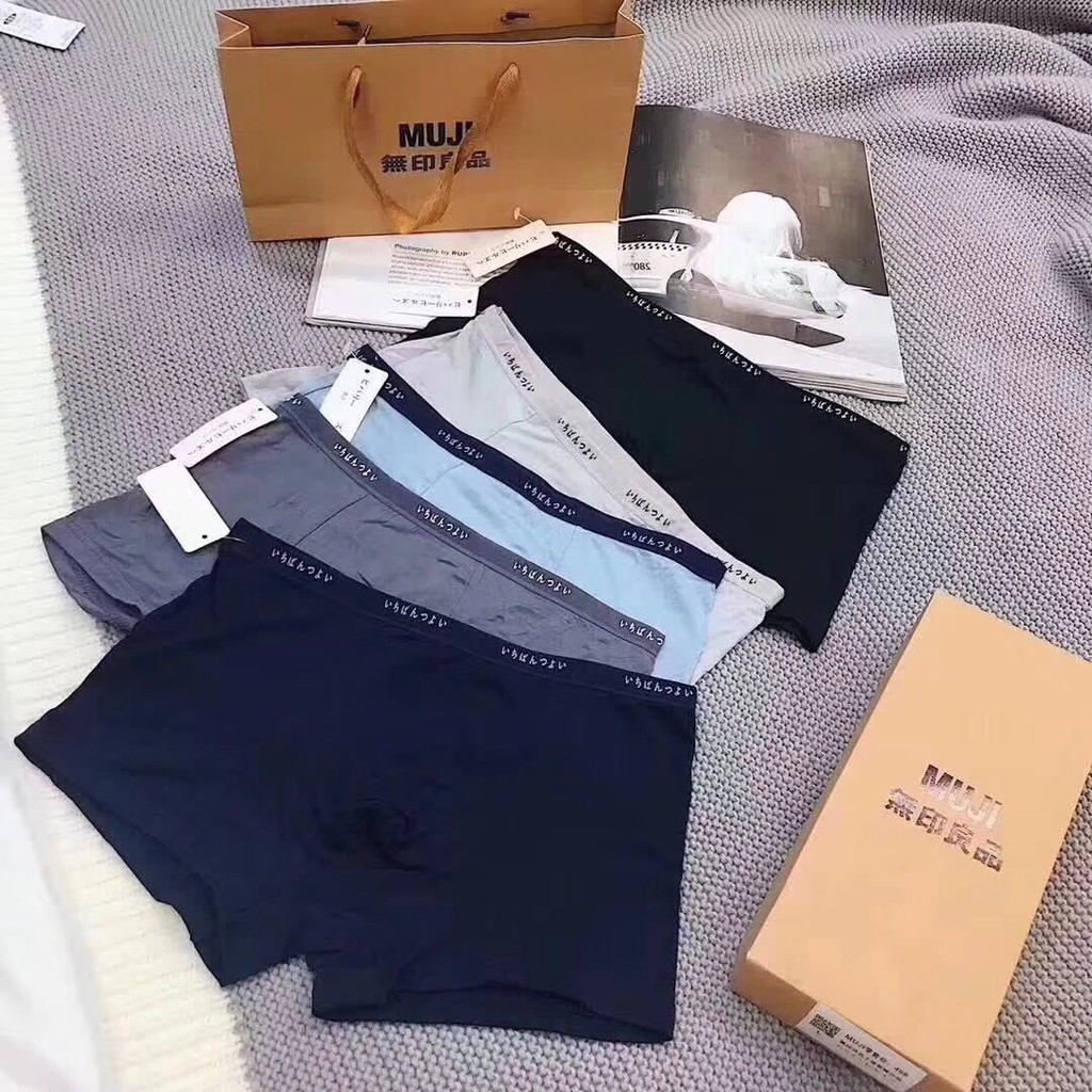 Hộp set 5 quần lót nam, quần sịp đùi thông hơi xuất nhật loại 1