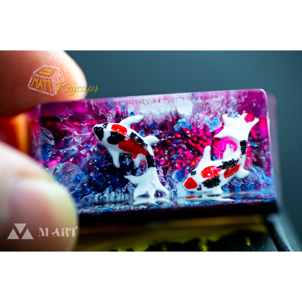 Keycap artisan cá koi 2U trang trí bàn phím cơ