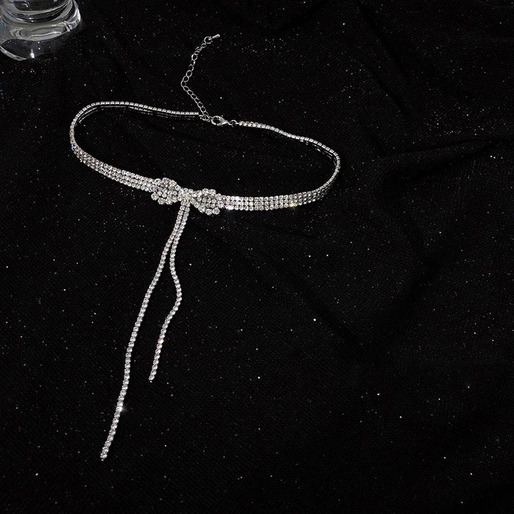 AROMA Vòng cổ Mặt Nơ Tua Rua Phong Cách Hàn Quốc Thanh Lịch Cho Nữ