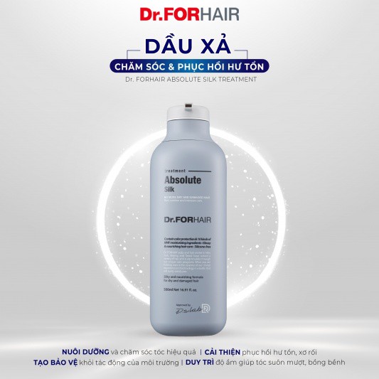 Bộ dầu gội xả dưỡng, giữ màu tóc nhuộm Dr.FORHAIR/Dr For Hair Absolute Silk 500ml/chai