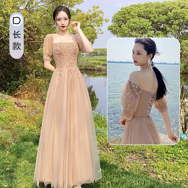 Đầm phù dâu phong cách độc đáo thời trang thu đông cho nữ，đầm cô dâu，đầm cưới đơn giản，áo cưới cô dâu，váy xinh cô dâu