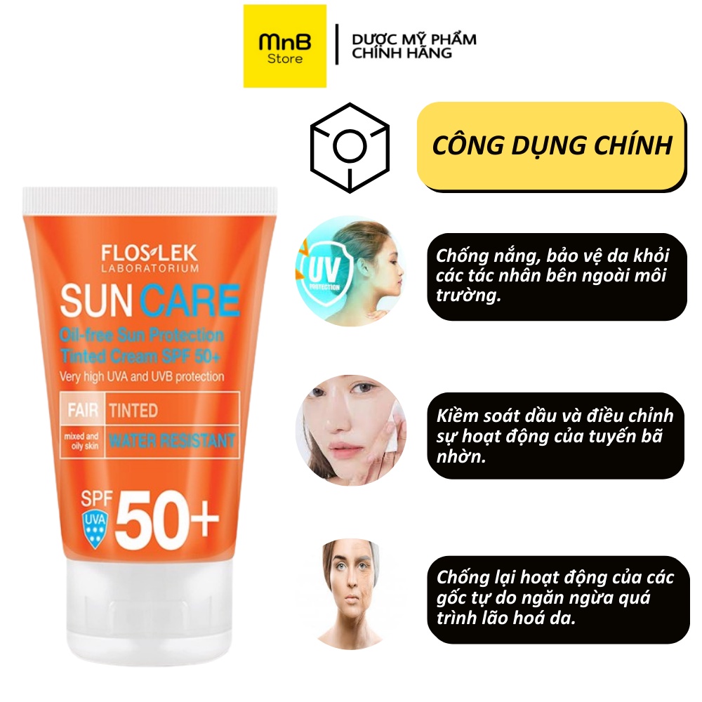 Kem chống nắng Floslek Oil Free Sun Protection Tinted Cream SPF 50+ 50ml