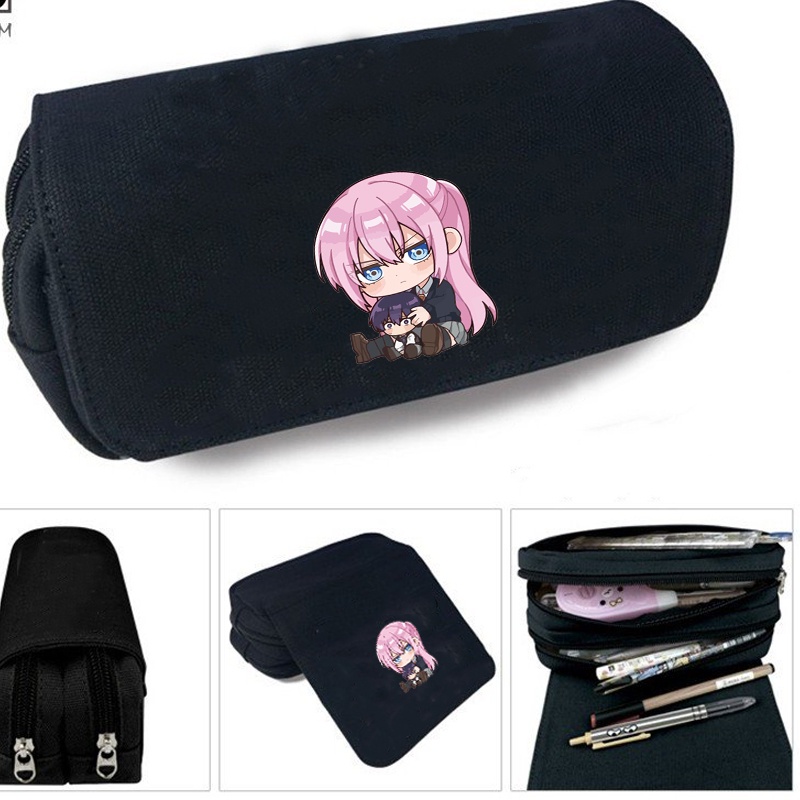 Hộp bút vải canvas in hình nhân vật Shikimori san Bạn gái tôi không chỉ dễ thương anime chibi khóa trắng đi học tiện lợi