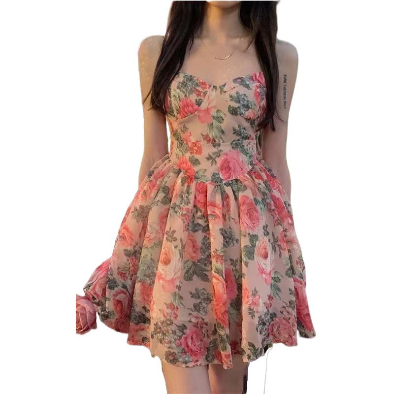 Đầm hoa Perty hai dây thời trang Hàn Quốc cho nữ