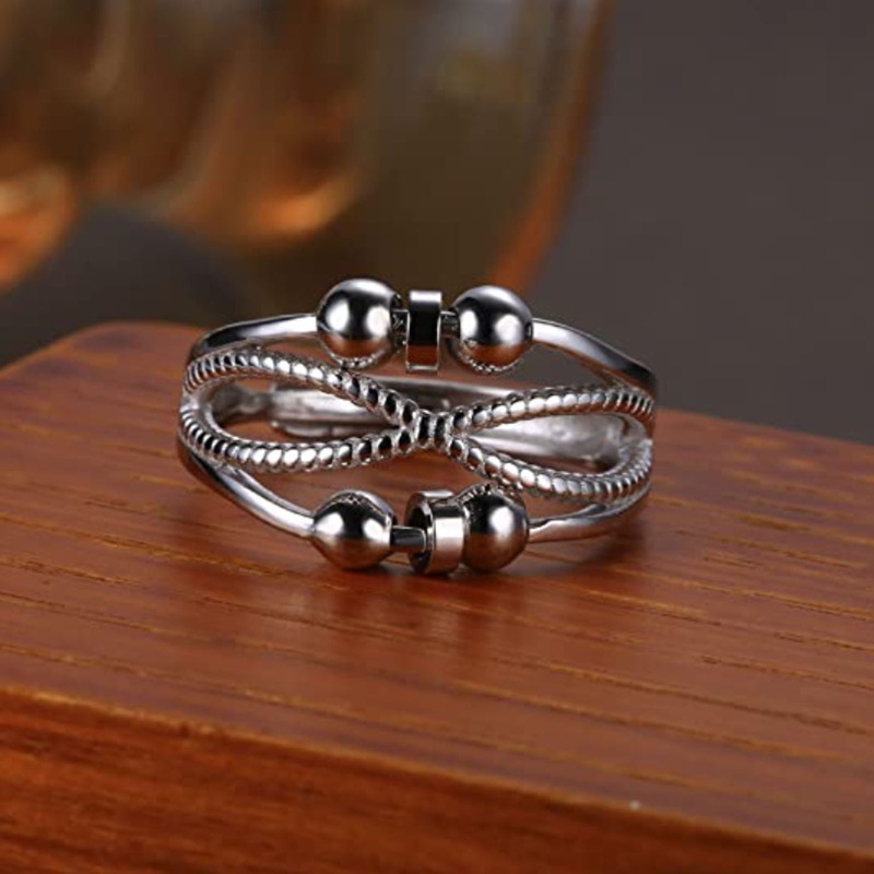 Bộ 4 Nhẫn Hợp Kim Ba Lớp Giảm Căng Thẳng Phong Cách Âu Mỹ