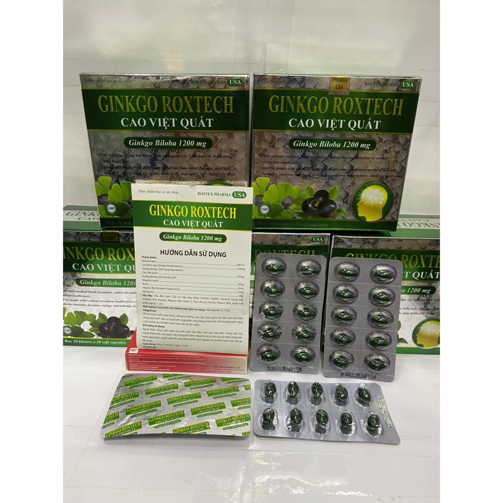 Ginkgo Roxtech Cao việt quất cải thiện chứng mất ngủ hoạt huyết dưỡng não, đau đầu chóng mặt, ngủ k ngon giấc