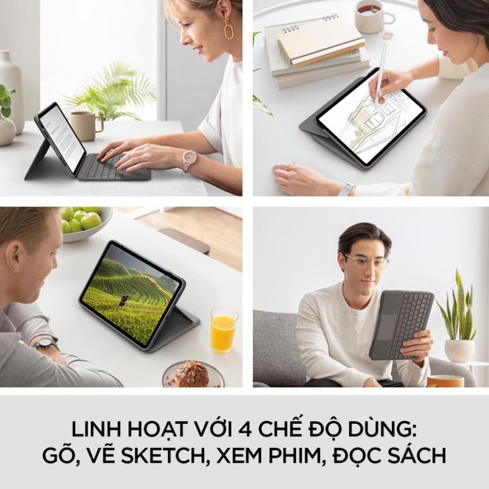 Bao da kèm bàn phím Logitech Folio Touch dành cho iPad Air 4  - Hàng Chính hãng
