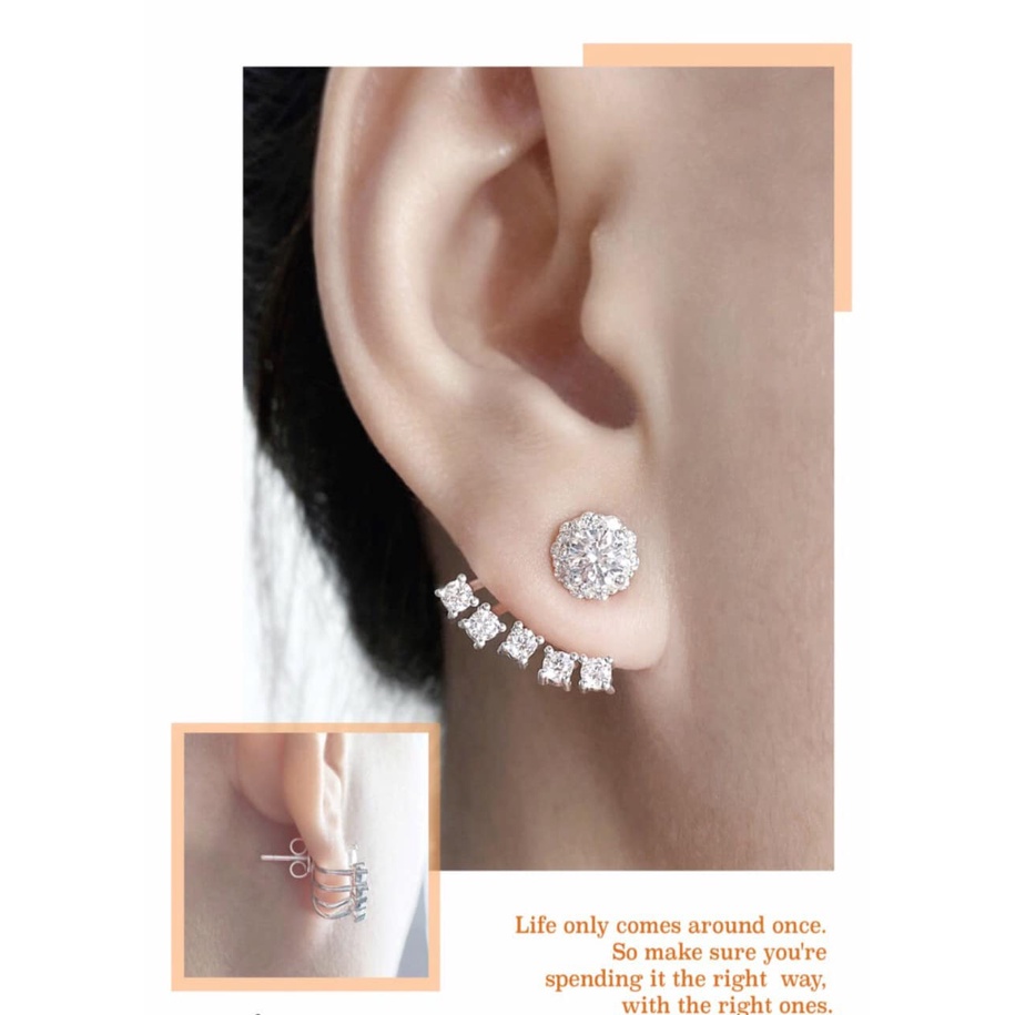 Bông tai bạc hàng cao cấp hoa tuyết nụ đa đeo được hai kiểu-Minh Tâm Jewelry
