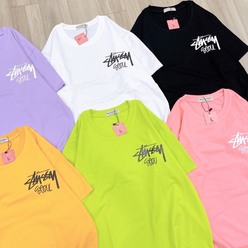 Áo Thun PHÔNG NAM NỮ UNISEX in Decal CHỮ GÓC STUSS-Y - Hình chụp thật
