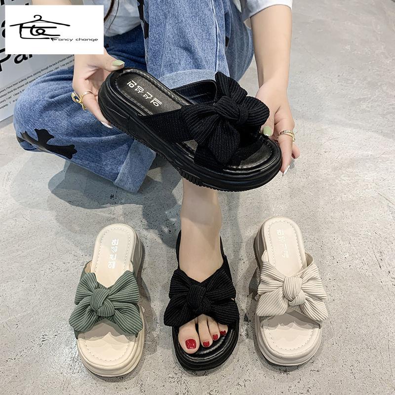 Dép Sandal Đế Xuồng Siêu Mềm Đính Nơ Thời Trang Mùa Hè Cho Học Sinh