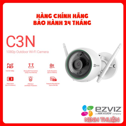 Camera Wifi EZVIZ C3N 1080P Full HD, có màu ban đêm , không còi , có đèn báo động , báo động Ai nhận dạng người và xe