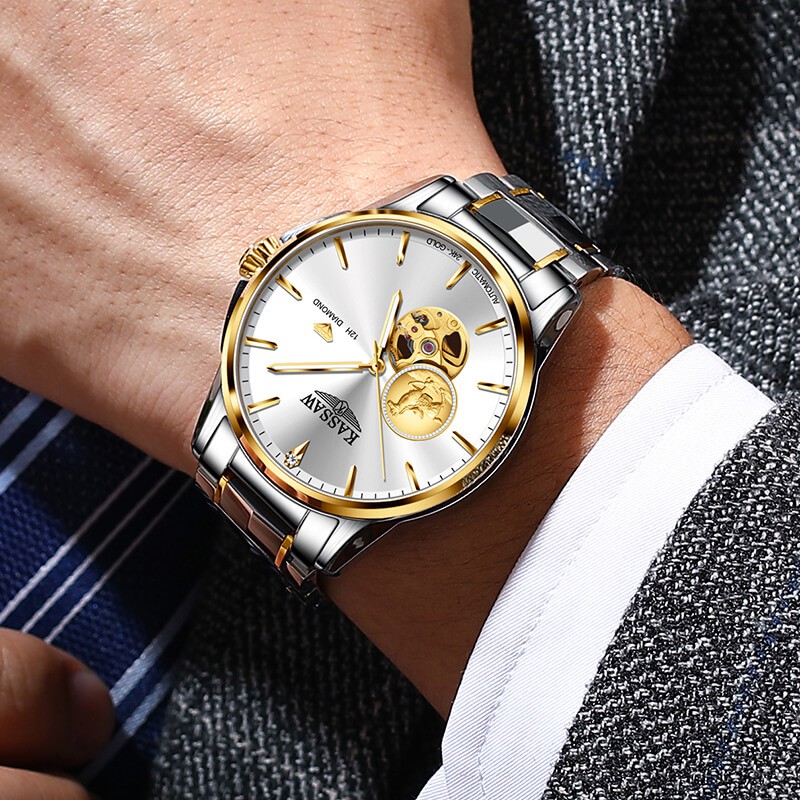 Đồng hồ nam chính hãng KASSAW K777-1 Kính sapphire ,chống xước,Chống nước ,BH 24 tháng,Máy cơ (Automatic) ,dây kim loại