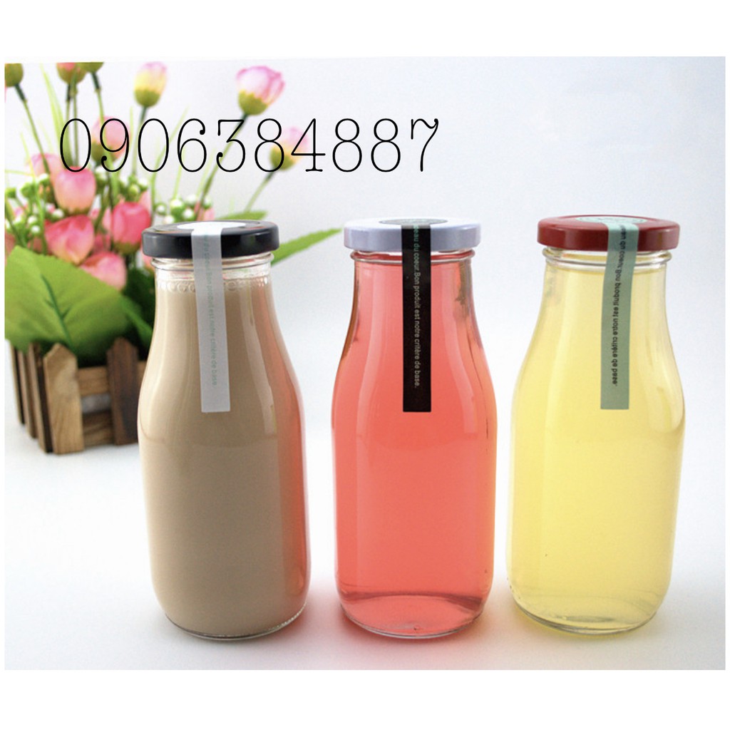 Chai Thủy Tinh Đựng Sữa Nắp Thiếc 300ml